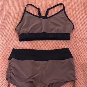 PINK Victoria's Secret Black and Brown Swim Set